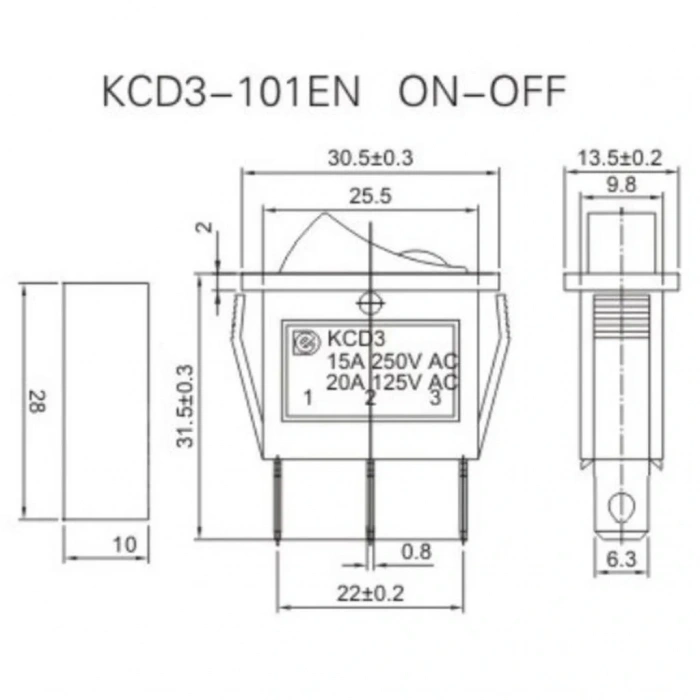 IC-113A Dar Nokta Işıklı Anahtar On-Off Siyah