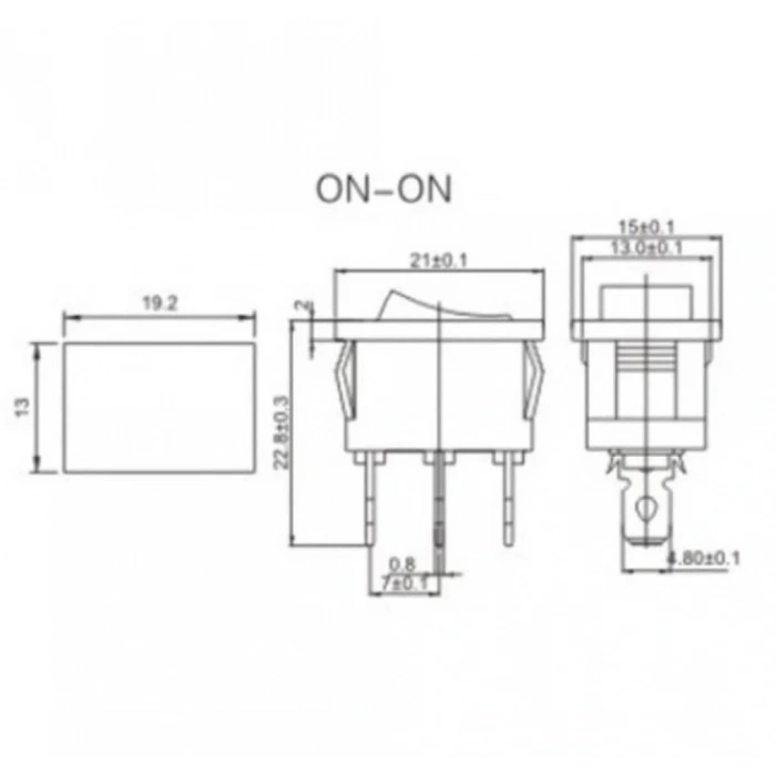 IC-121 Mini Işıksız Anahtar On-Off 3P Siyah