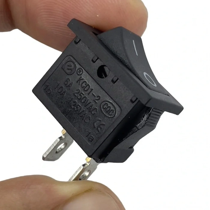IC-124 Mini Işıksız Yaylı Anahtar 2P Off-Mom Siyah
