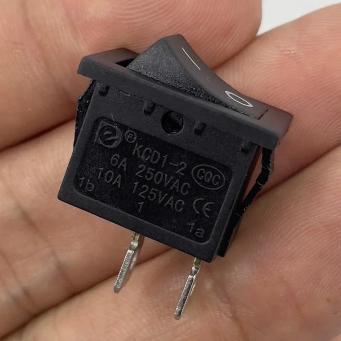 IC-124 Mini Işıksız Yaylı Anahtar 2P Off-Mom Siyah