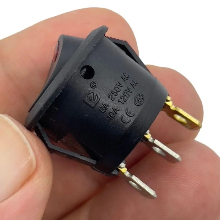 IC-132A Yuvarlak Nokta Işık Anahtar On-Off 3P 12V Kırmızı