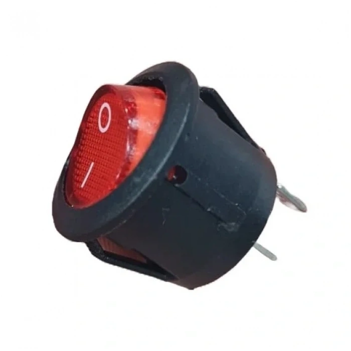 IC-133-5 Yuvarlak Kırmızı Işıksız Anahtar ON-OFF 2P