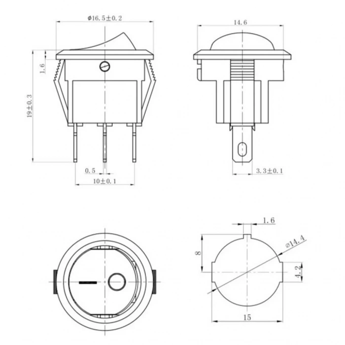 IC-134D Mini Yuvarlak Anahtar Işıklı On-Off 3P