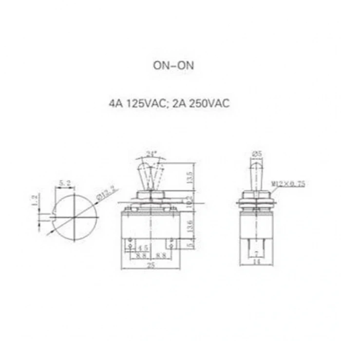 IC-150 Toggle Switch 4P ON-OFF Ø12mm