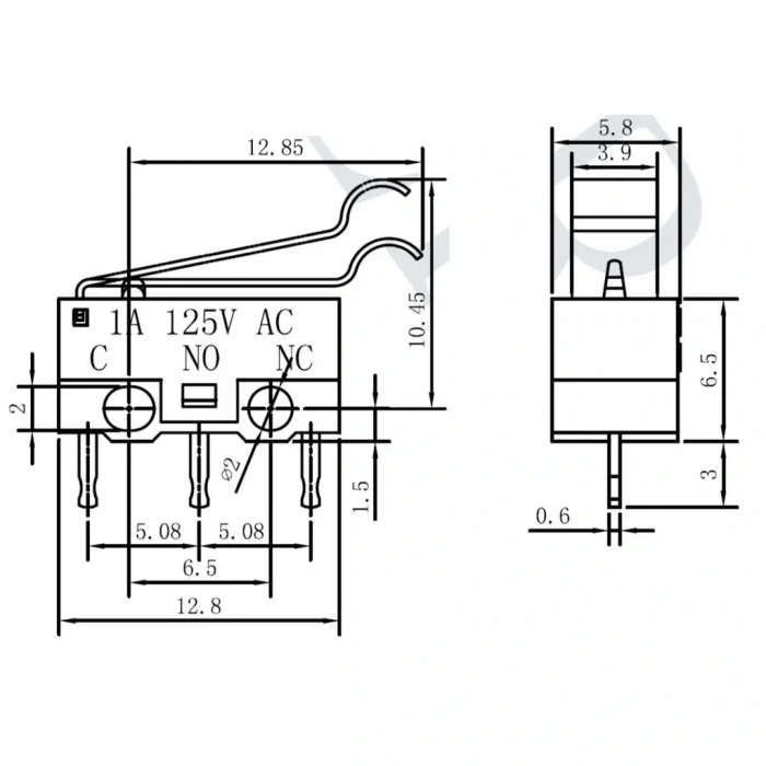 IC-162B Kıvrık Paletli Mini Micro Switch KW10-Z3P