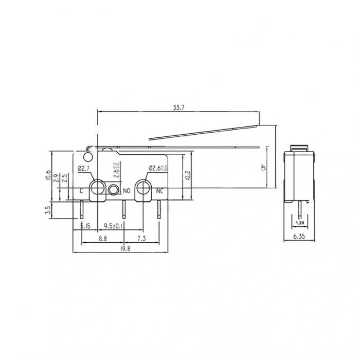 IC-167 Uzun Paletli Micro Switch İğne ( PCB ) Bacak