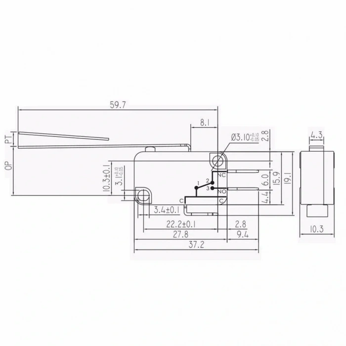 IC-170 Paletli Mikro Switch KW7 3A 250VAC