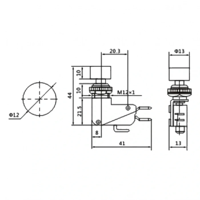 IC-176E Micro Switch Kırmızı Butonlu Ø12mm