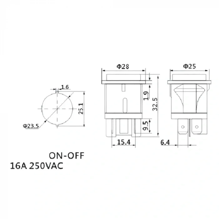 IC-180G Anahtar Basmalı Kalıcı Yuvarlak 4P 25mm PS18-16N-2
