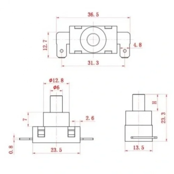 IC-180H4 Süpürge Anahtarı 2P PBS-03