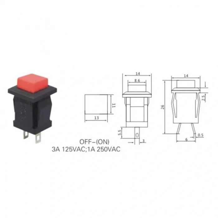 IC-180K Plastik Buton Yaylı 2P PBS15B