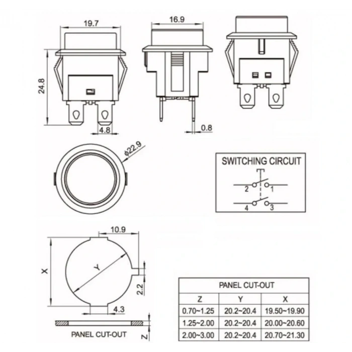 IC-180N Buton Plastik 22mm 12V 4P Kırmızı