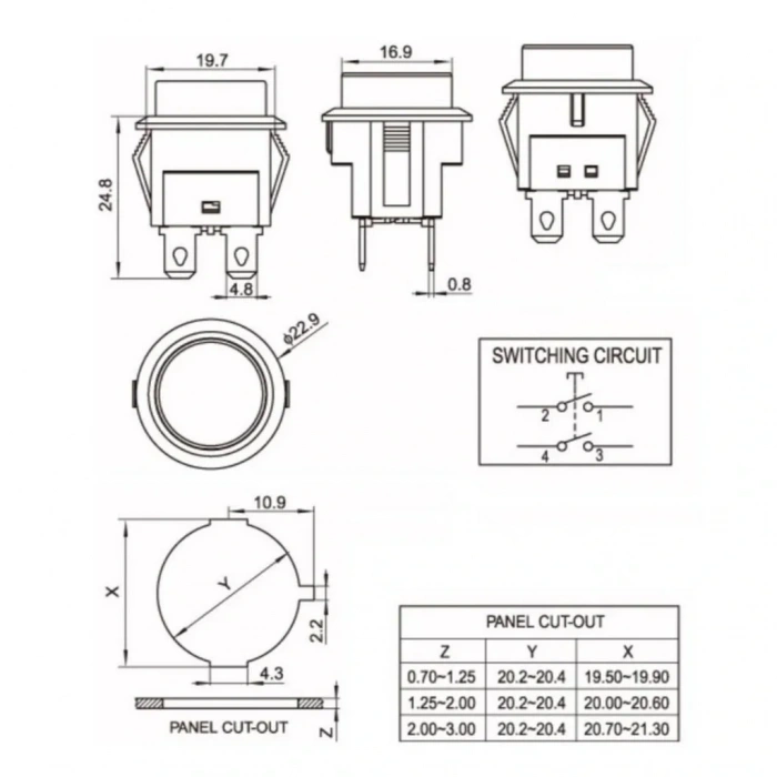 IC-180N Buton Plastik 22mm 12V 4P Sarı