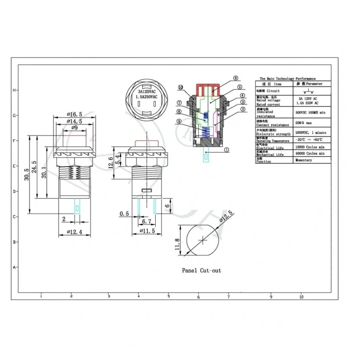 IC-185C Gümüş Buton Yuvarlak Plastik Kalıcı 12mm 2P