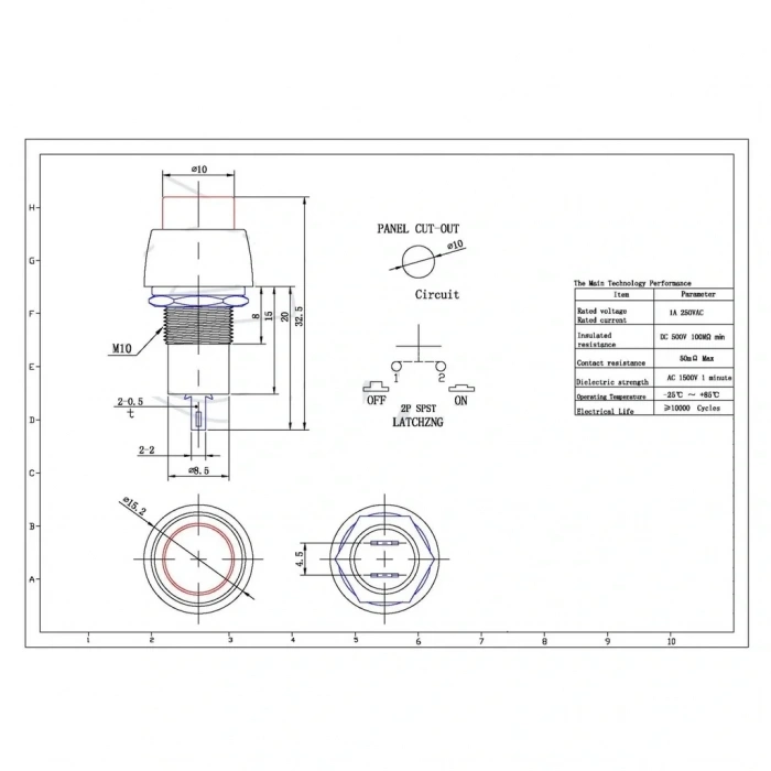 IC-190 Mavi Buton Yuvarlak Plastik Kalıcılı 10mm