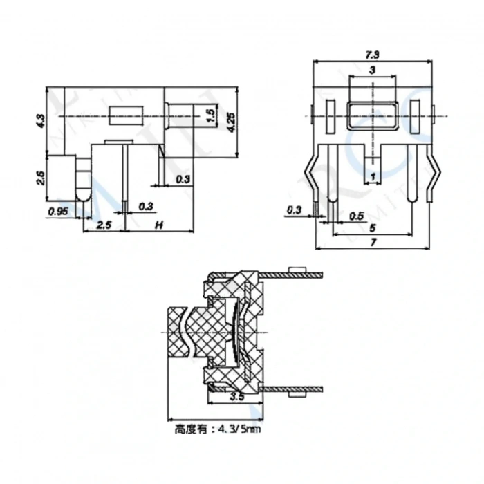 IC-201 Tact Switch 90° Şaseli