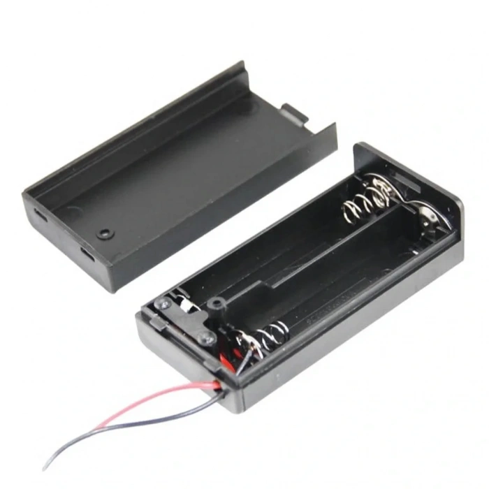 IC-233C Kapaklı Switchli 2li AA Pil Yuvası