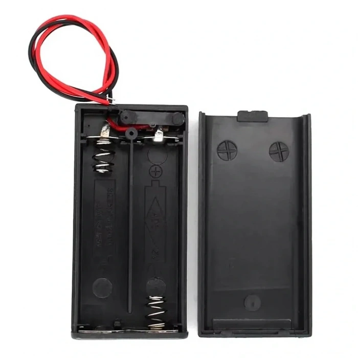 IC-233C Kapaklı Switchli 2li AA Pil Yuvası