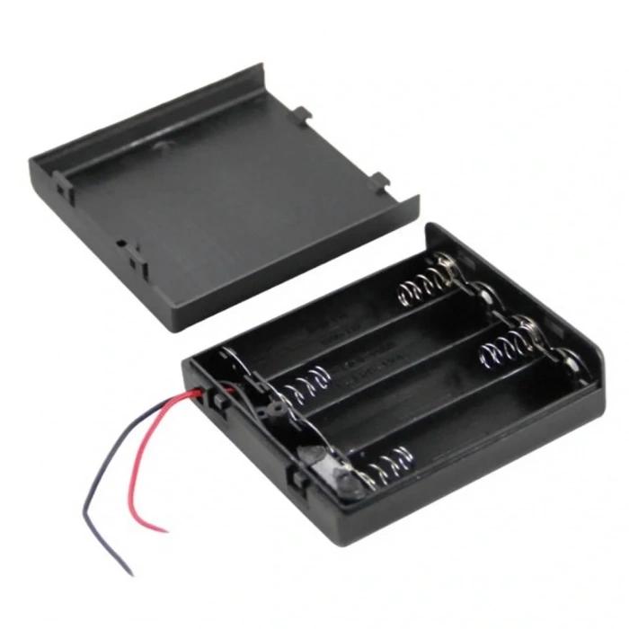 IC-233F AA Pil Yuvası 4lü Kapaklı Switchli