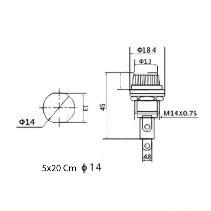 IC-235 Sigorta Yuvası 5x20mm Ø12mm - Ø13mm