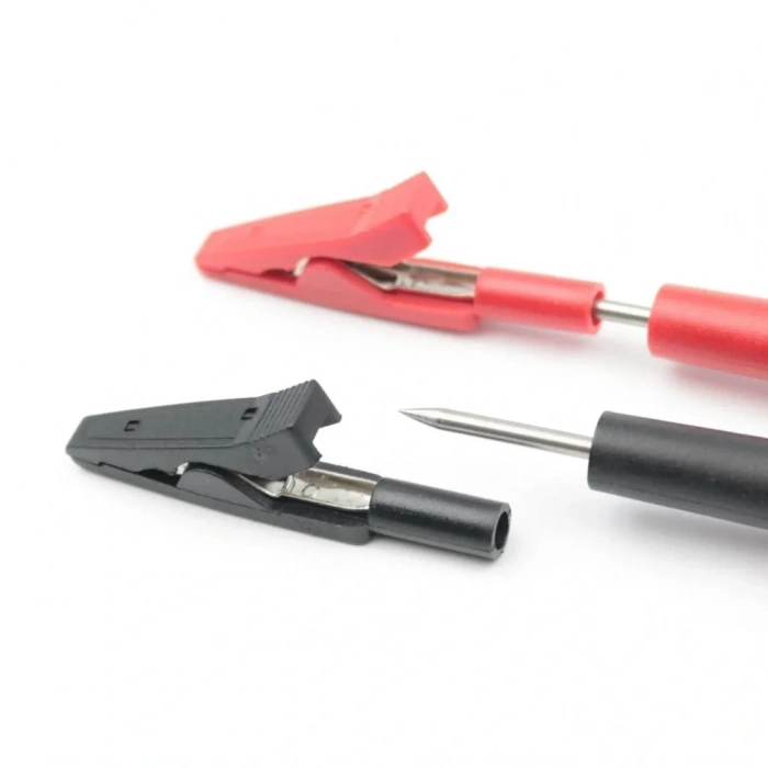 IC-243D 2mm Banana Jak Girişli Krokodil Timsah Ağzı Siyah-Kırmızı Set