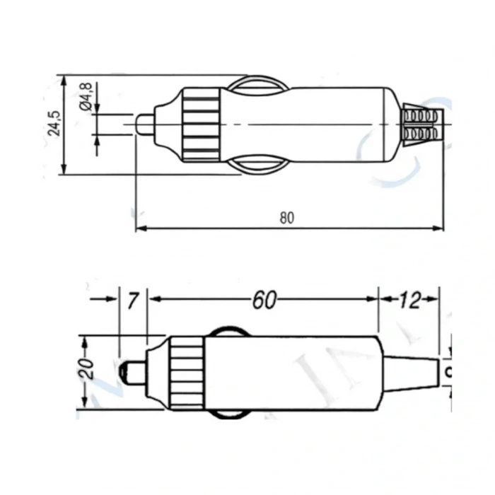 IC-246B-3 Çakmak Fişi Ledsiz Sigortasız