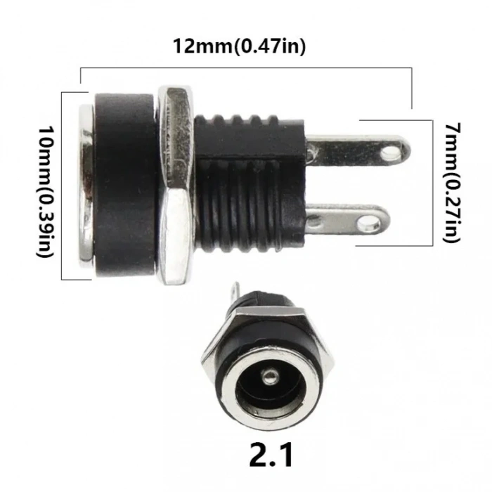 IC-258B 2.1mm DC Somunlu Korumalı Jak 8mm