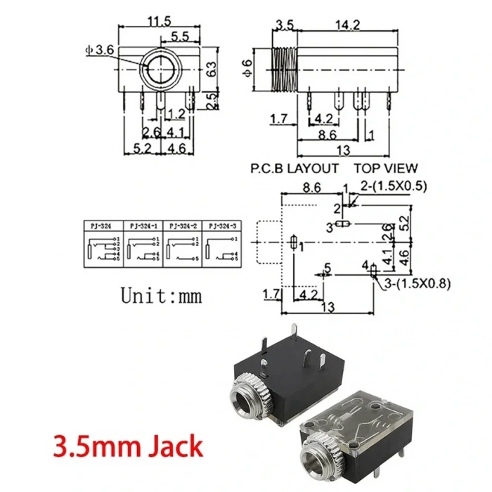 IC-259 Stereo Şase 3.5mm Jak Konnektör Somunlu