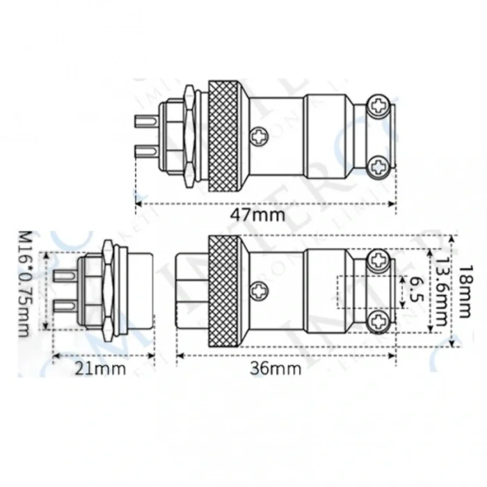 IC-261M 12mm Mayk Dişi Şase 2P Konnektör