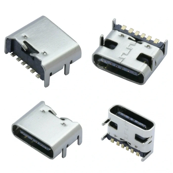 IC-266B-3 Dişi Type-C Soket USB-C Konnektör Şase 6 Pin