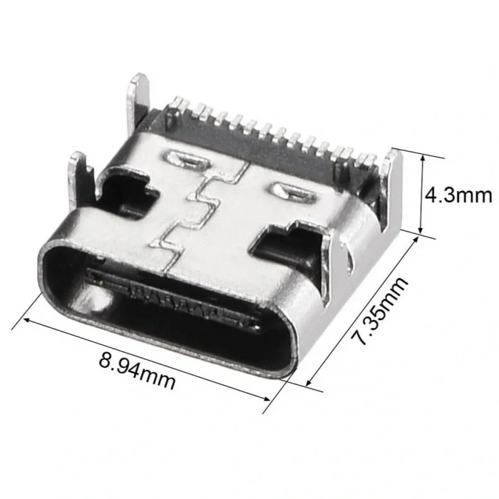 IC-266B-4 Dişi Type-C Soket USB-C Konnektör Şase 16 Pin