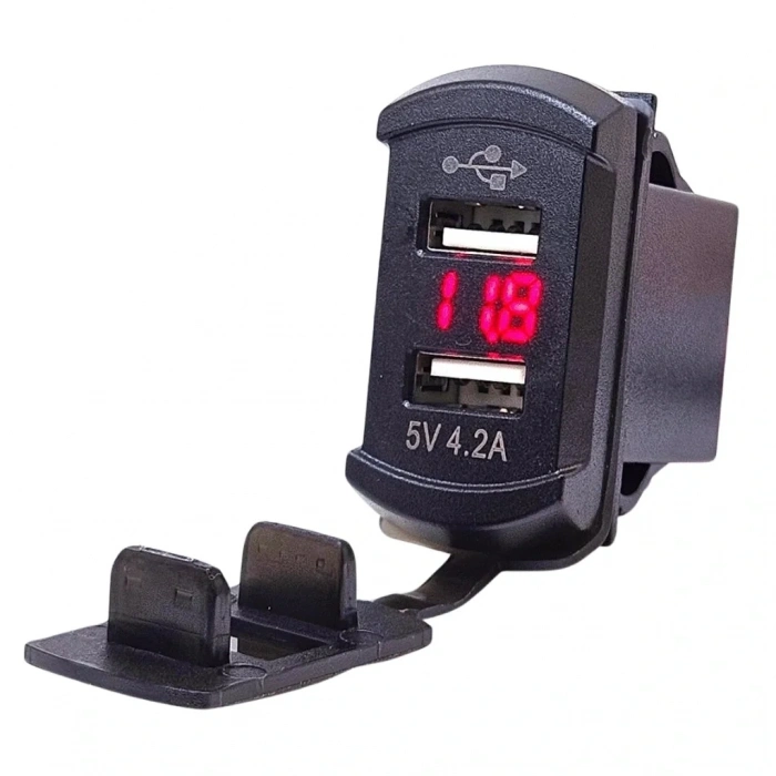 IC-266D-3 Marin Tip Voltmetreli İkili USB 12-24V - 5V/4.2A