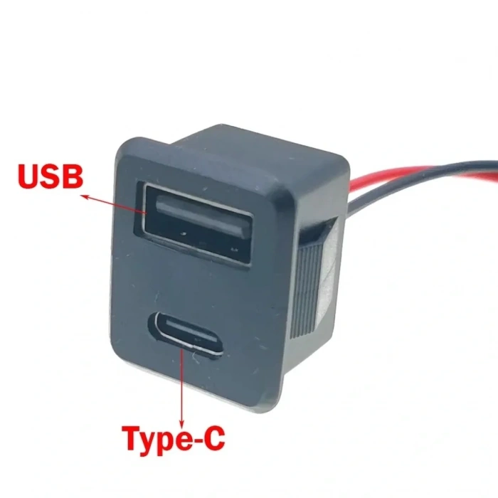 IC-266T-4 Pano Tip Kare Type-C + USB Şarj Soketi