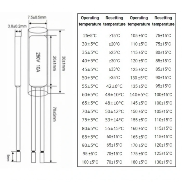 IC-270 Termostat Kablolu Tip Normalde Kapalı KSD9700 NC 10A 80C