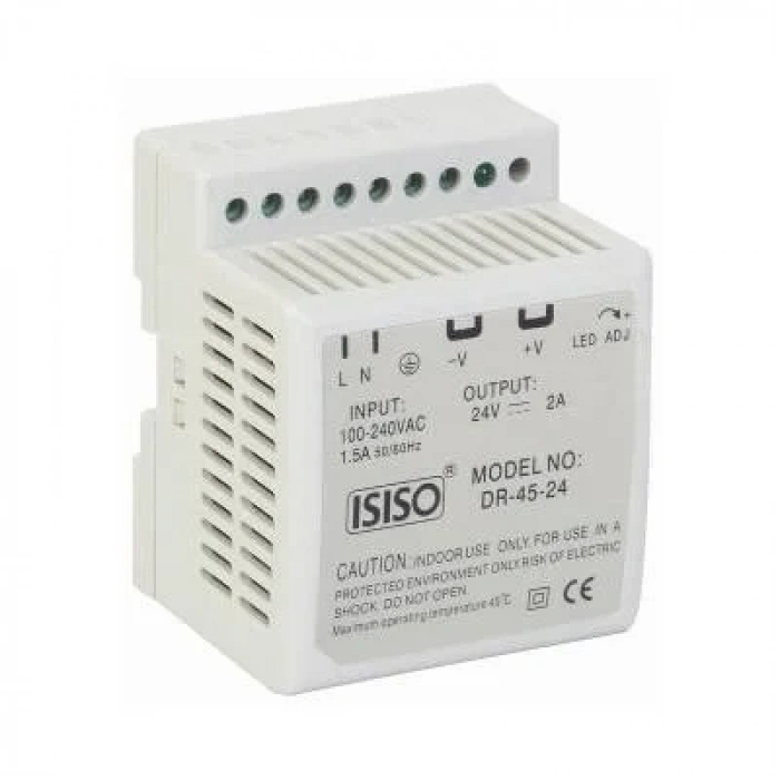 IDR-45-24 - 45W 24VDC 2A Raya Montajlı Güç Kaynağı