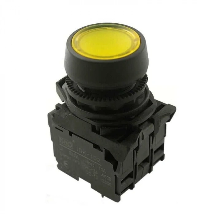 ISP-AW35M5 220V Led Işıklı Yaylı Buton - Sarı