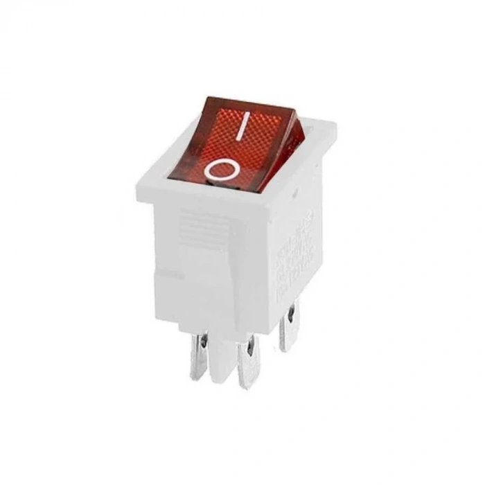 KCD1 Beyaz Kırmızı Işıklı On/Off Anahtar 4 Pin
