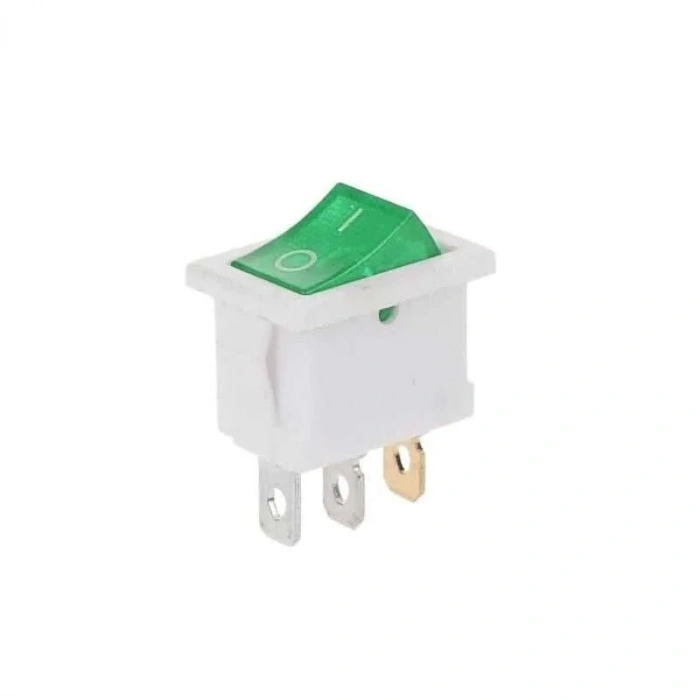 KCD1 Beyaz Yeşil Işıklı On/Off Anahtar 3 Pin
