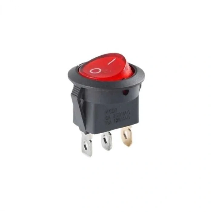 KCD1 Siyah Kırmızı Işıklı On/Off Anahtar 3 Pin