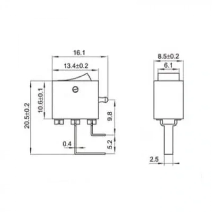 KCD11 Mini On-Off Anahtar PCB Tip - Siyah