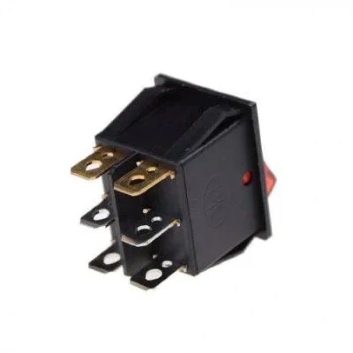 KCD4 İkili Işıklı ON-OFF Switch Kırmızı Yeşil 6 Pin