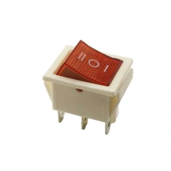 KCD4 ON-OFF-ON Üç Konumlu Işıklı Anahtar 6 Pin - Beyaz