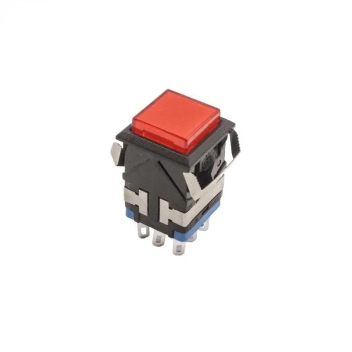 KD2-22 19mm Işıklı Yaylı Push Buton - Kırmızı