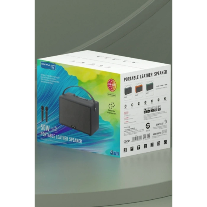 Konfulon F32 2x50W Sürücülü 2 Adet Mikrofonlu BT 5.2 Kablosuz Hoparlör - Siyah