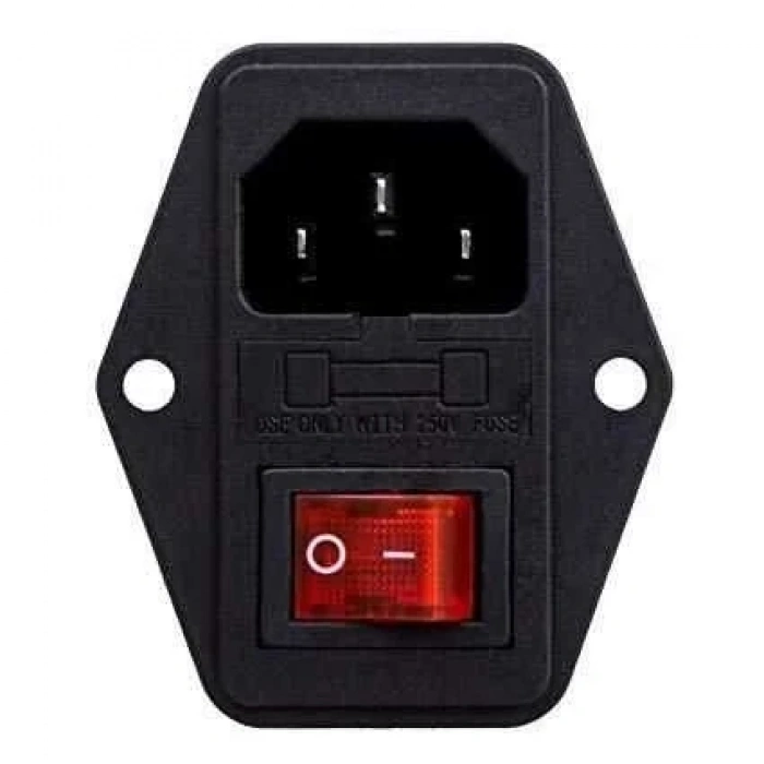 Kulaklı Erkek Power Soketi - Işıklı Anahtarlı