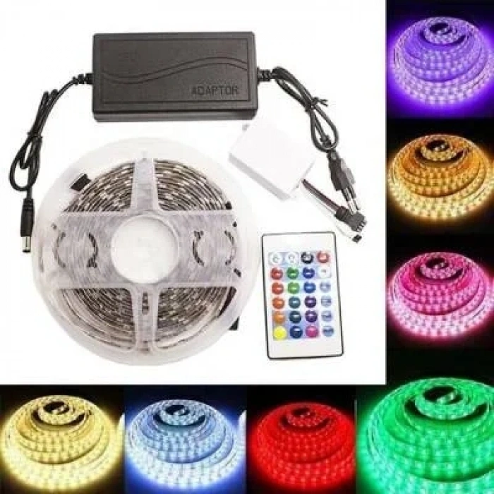Kumandalı 3 Çipli Su Geçirmez RGB Şerit Led - 5 Metre