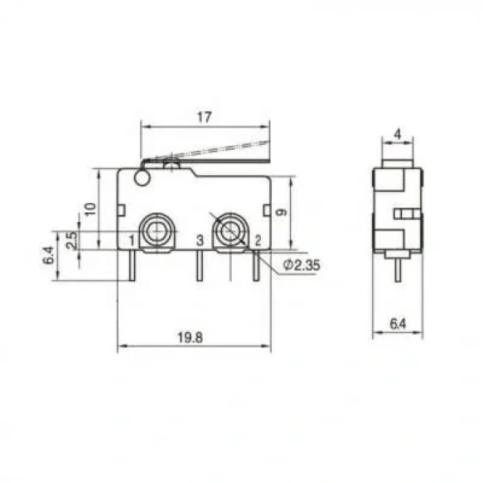 KW4A Micro Switch 3-Pin PCB Tip