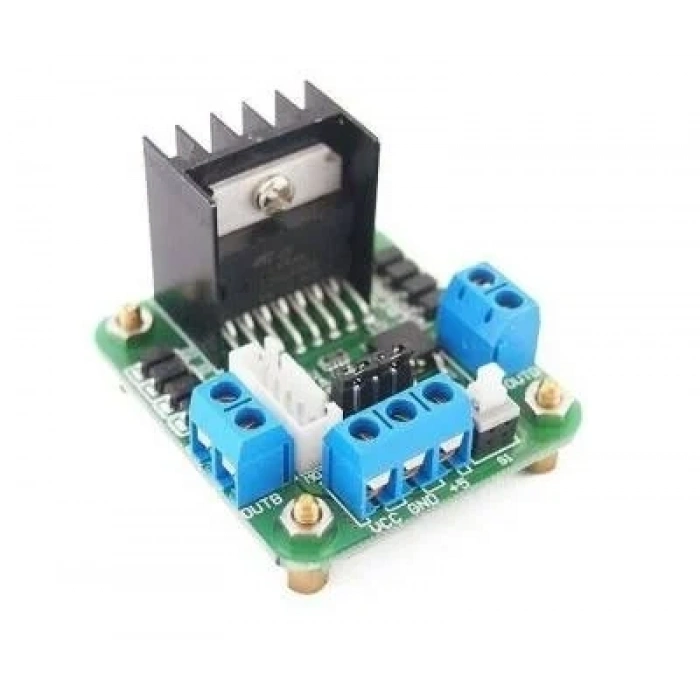 L298 Voltaj Regulatörlü Çift Motor Sürücü Kartı (Yeşil Pcb)