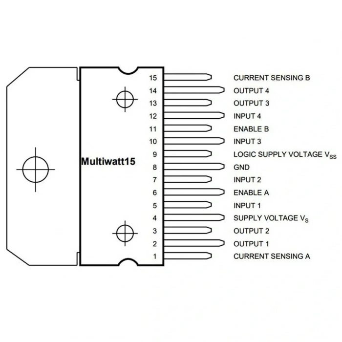 L298N Çift Tam Köprü Sürücü Entegresi Multiwatt15