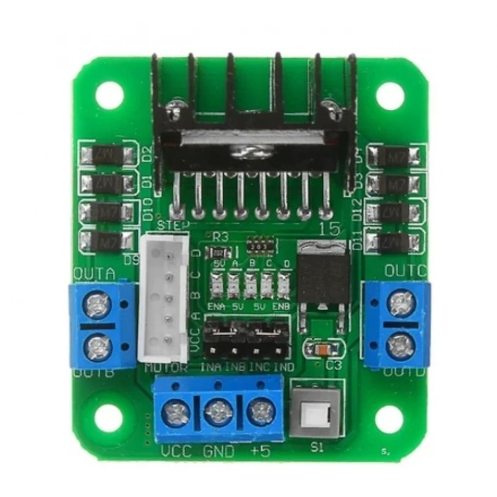 L298N Yeşil Çift H Bridge DC/Step Motor Sürücü Kartı